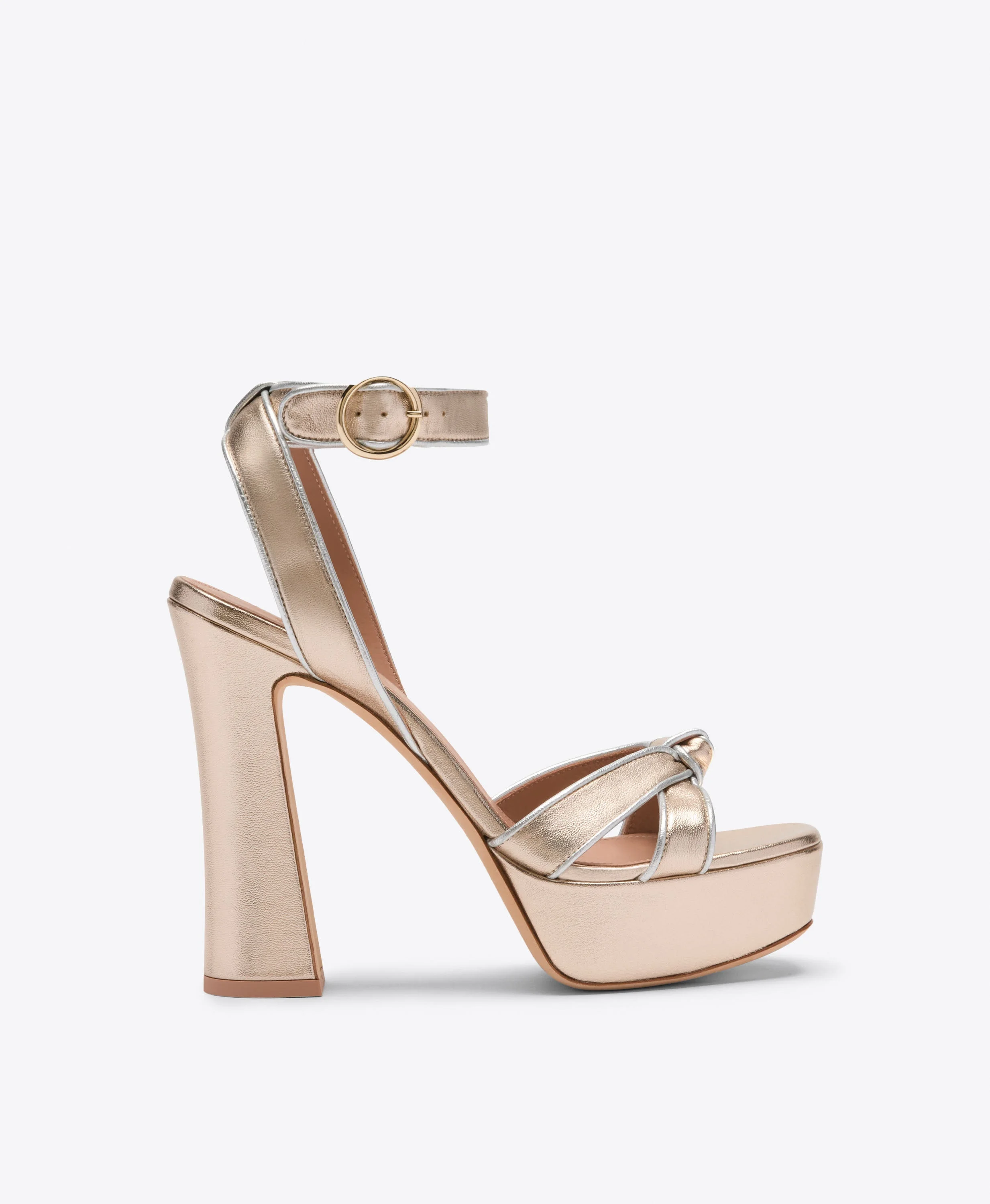 Rudi 125 Champagne Metallic Leather Platforms - 1