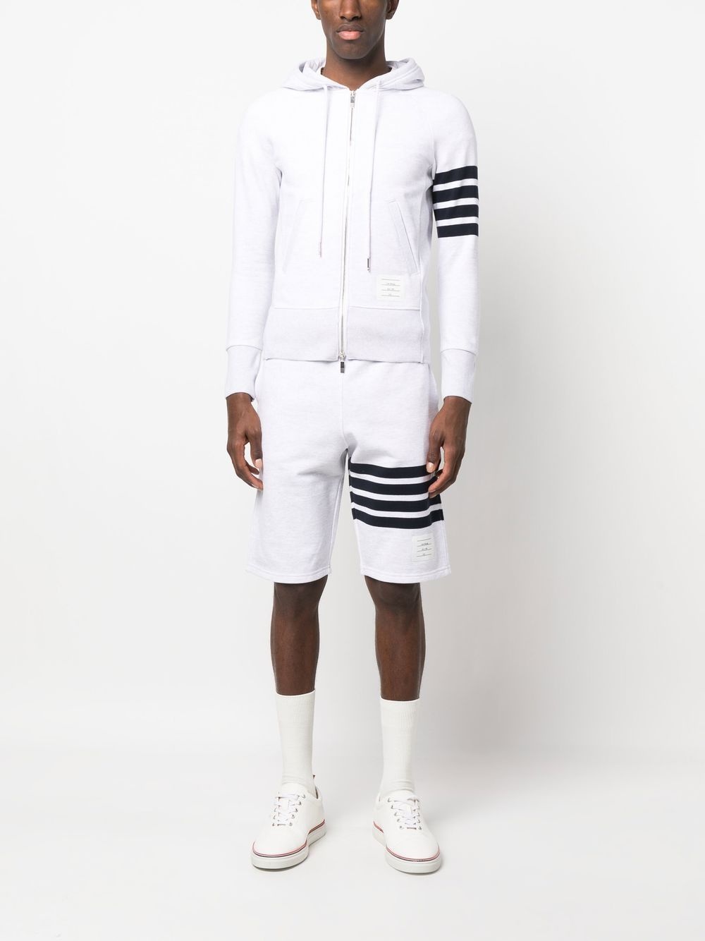 logo-patch stripe-detail hoodie - 2