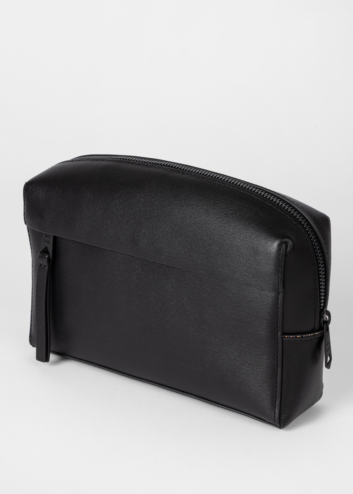 Black Leather Signature Wash Bag - 4