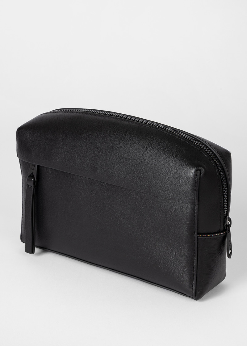 Black Leather Signature Wash Bag 4