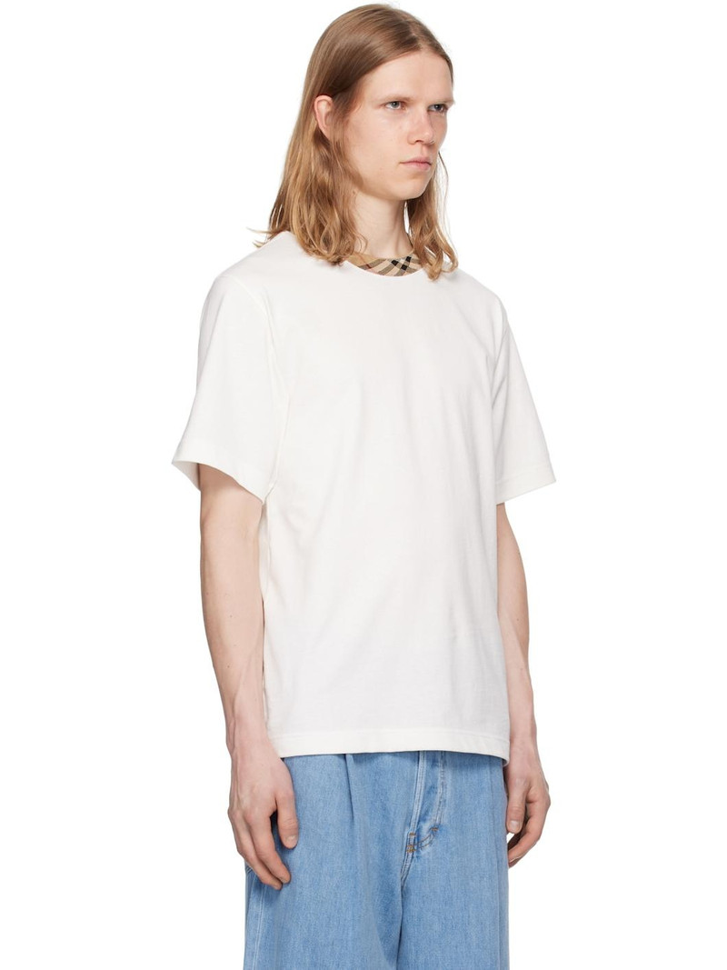 Burberry Off-White Check Trim Cotton T-shirt outlook