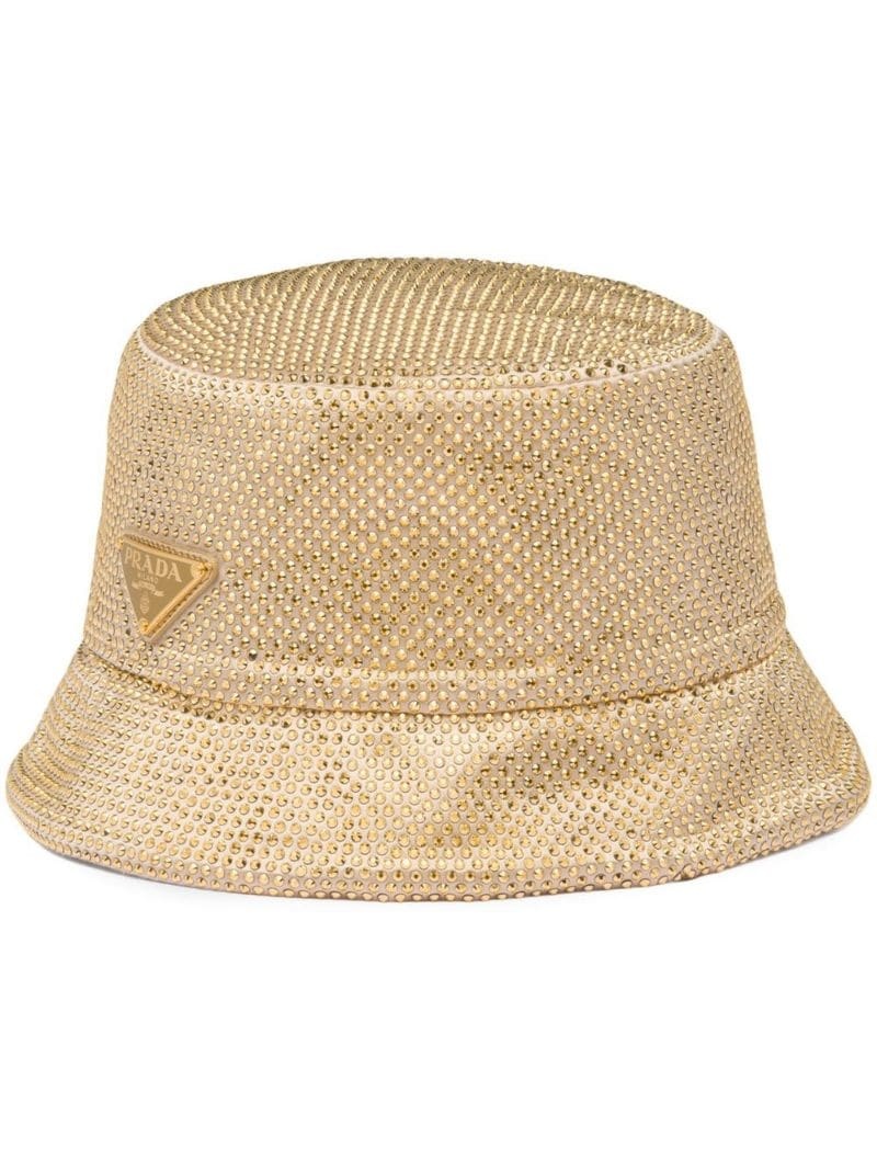 crystal-embellished satin bucket hat - 1