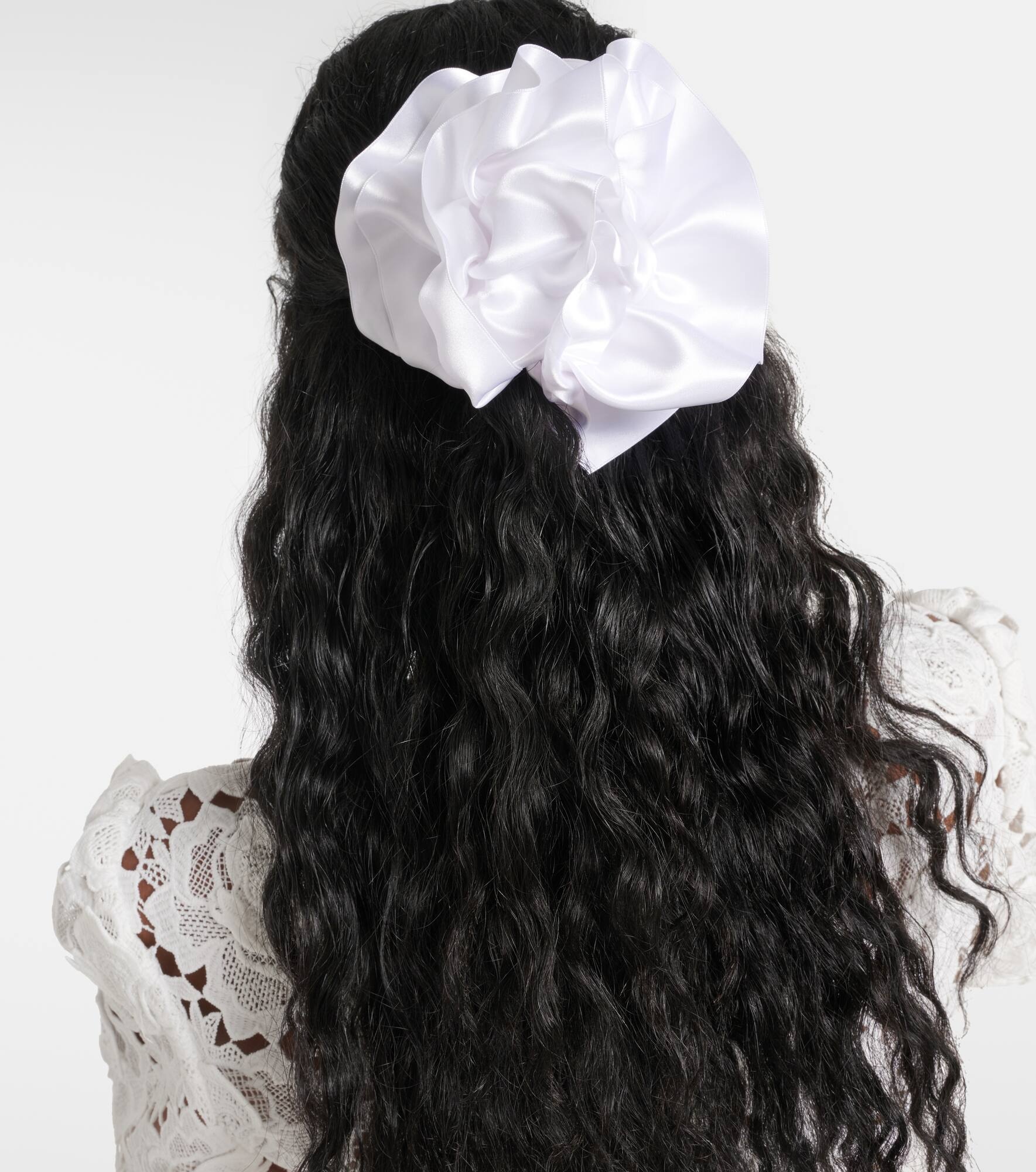 Ruffled silk-blend satin hair clip - 5
