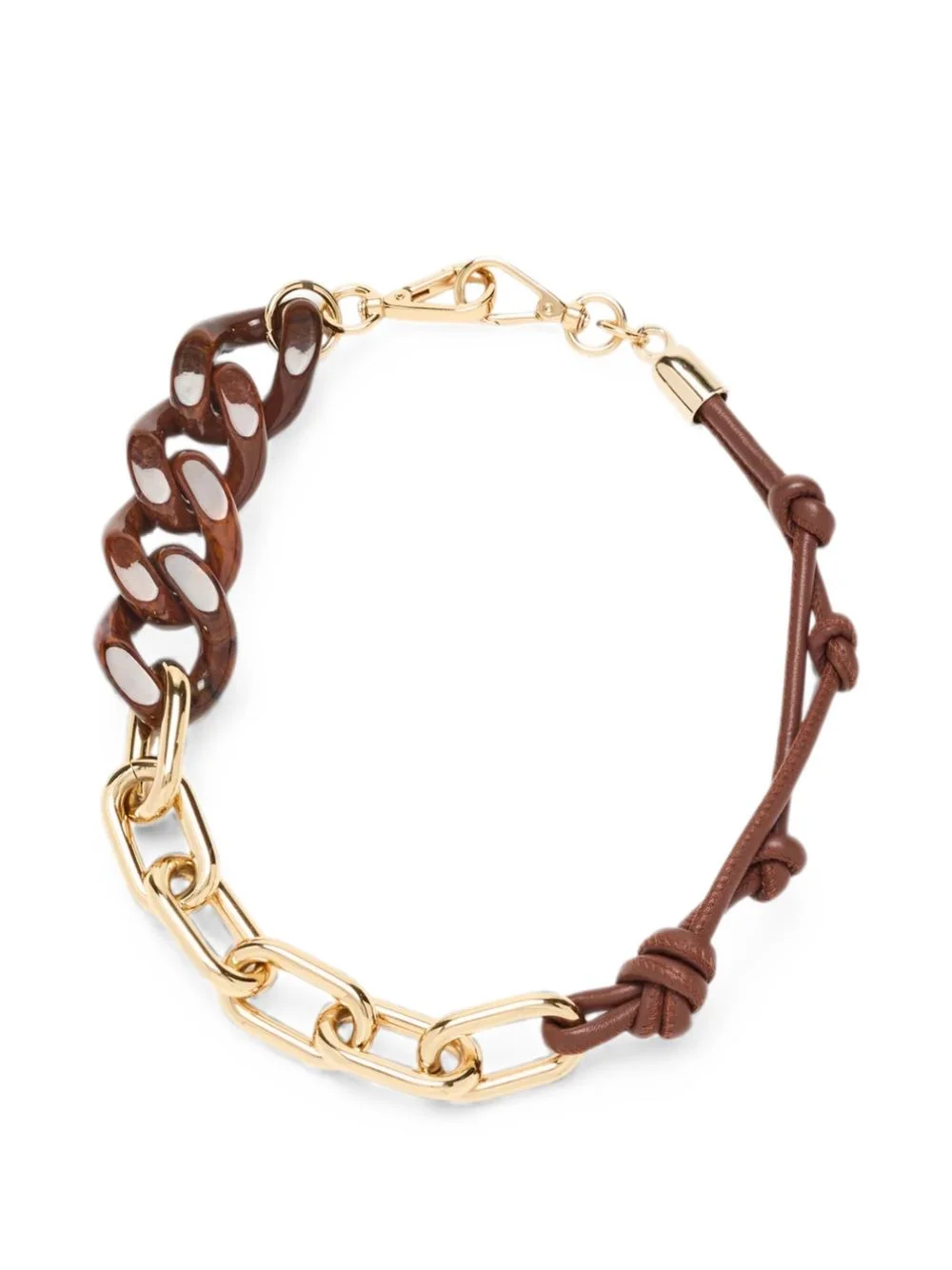 curb-link knotted-leather necklace - 1