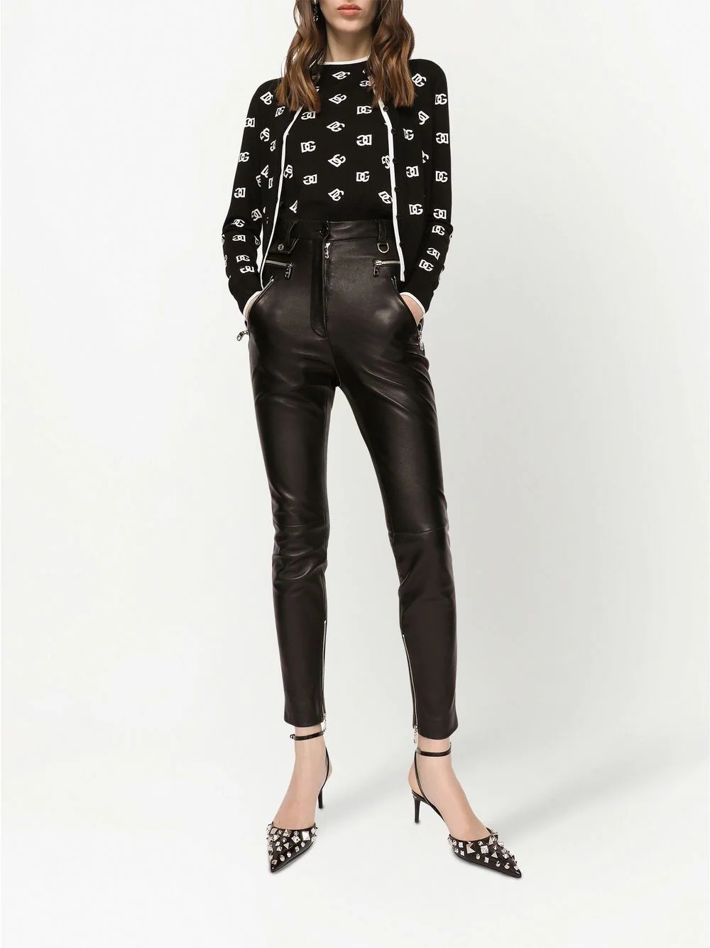 coated high-waist skinny-cut trousers - 2
