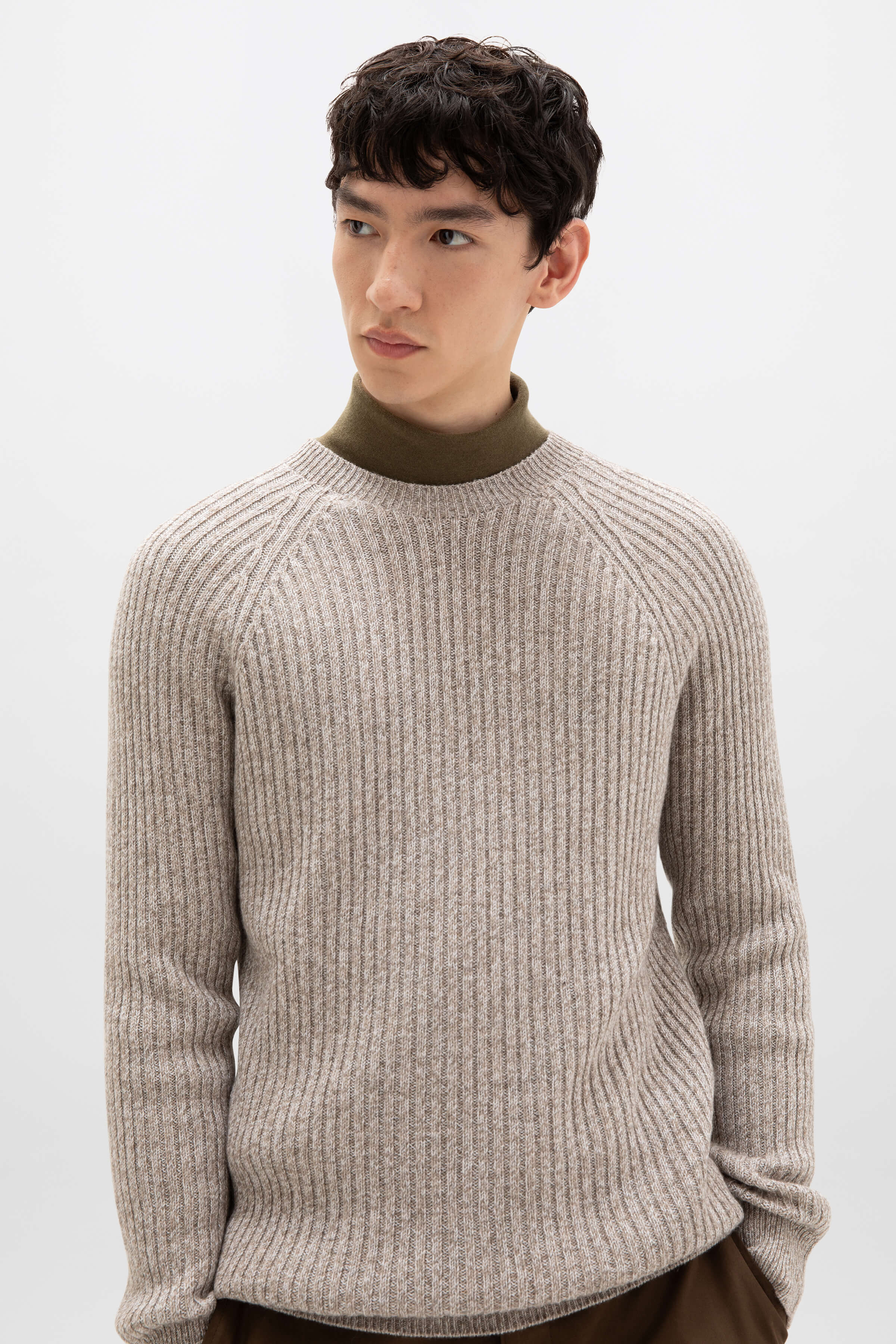 Ribbed Cashmere Beige Jumper - 3