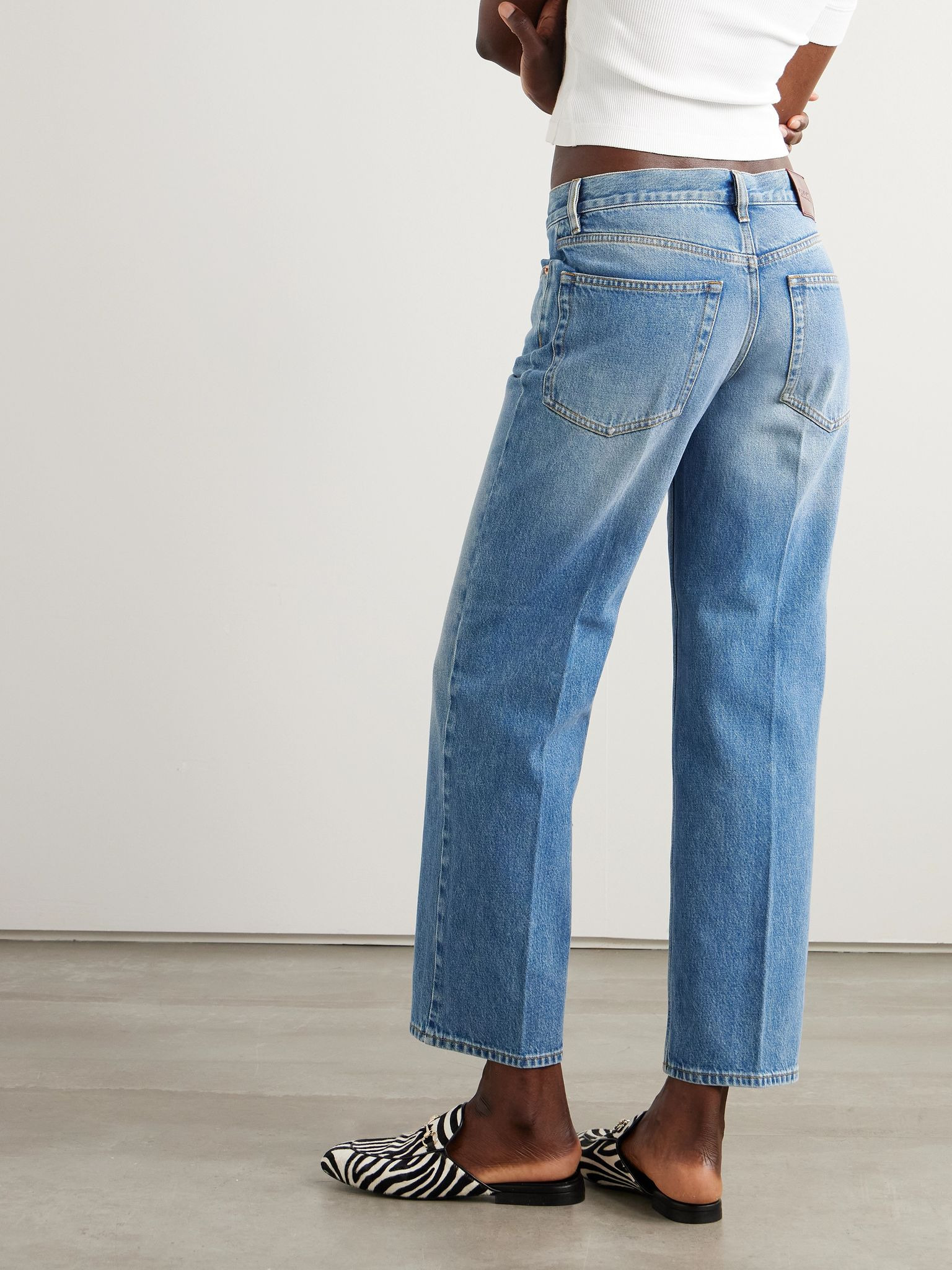 Cropped mid-rise straight-leg jeans Blue - 4