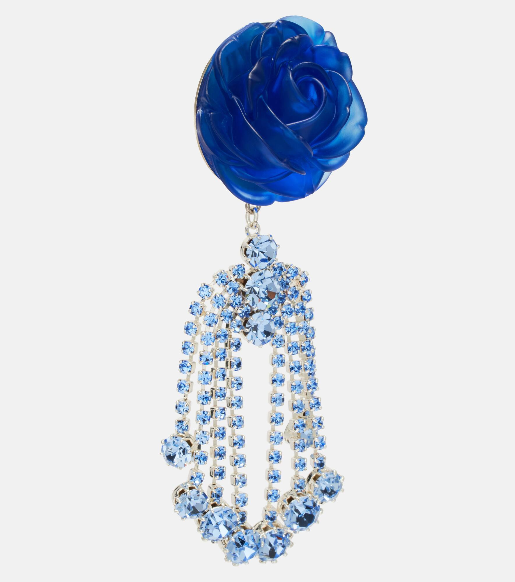 Embellished floral drop earrings - 2