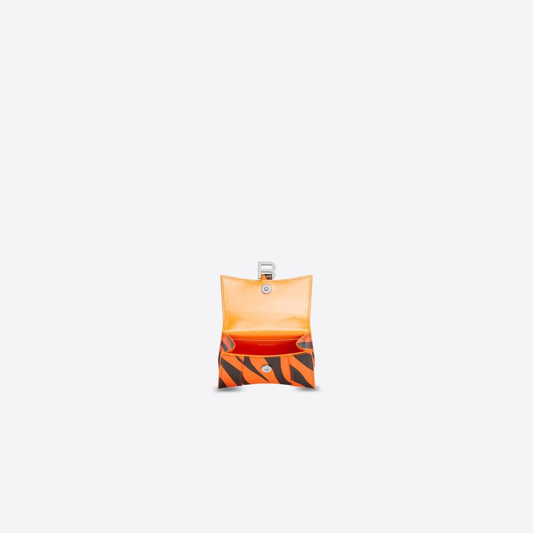 Year Of The Tiger Hourglass Mini Handbag With Chain Tiger Printed in Orange - 5