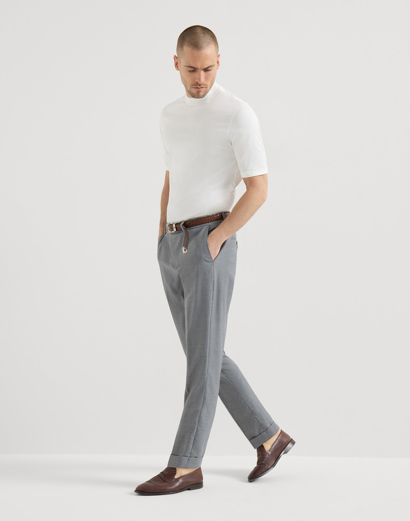 Virgin wool and silk lightweight hopsack trousers 5