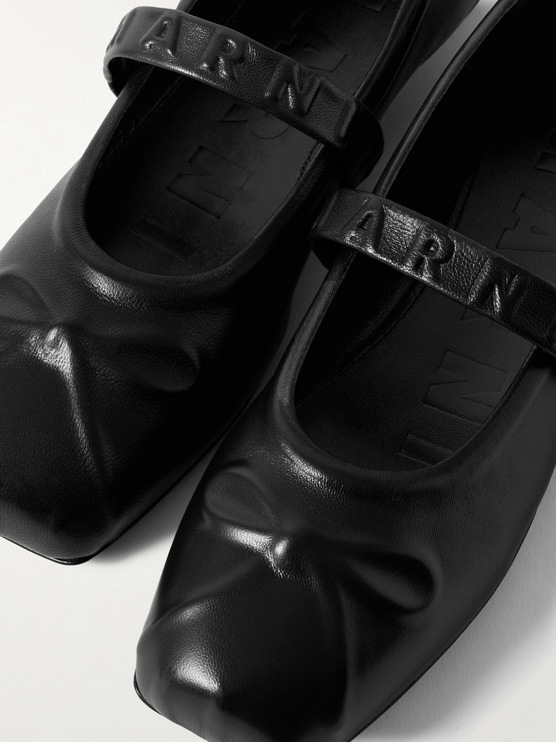 Embossed Leather Mary Jane Ballet Flats 5