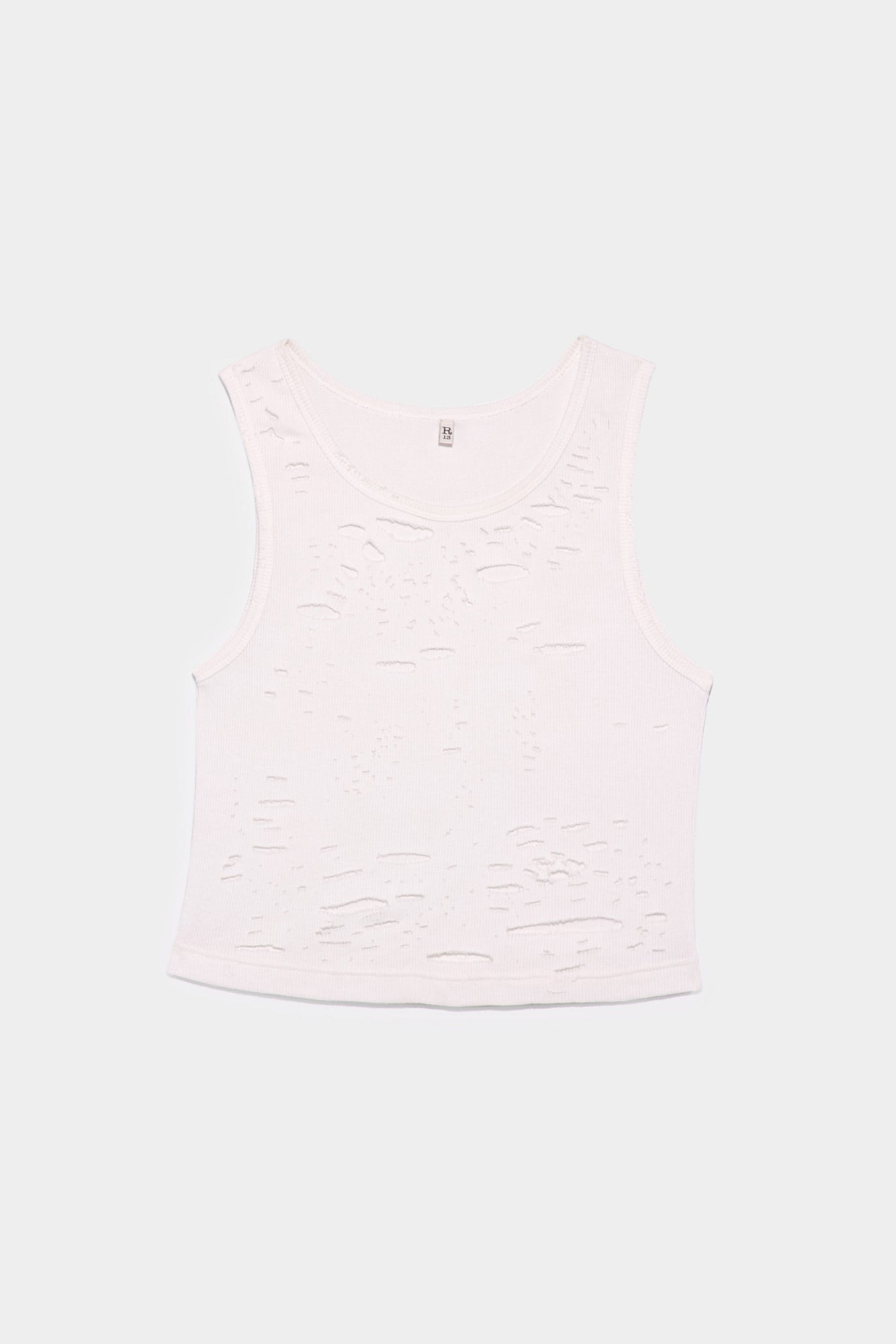 Distressed Tank - Ecru | R13 Denim Official Site - 3