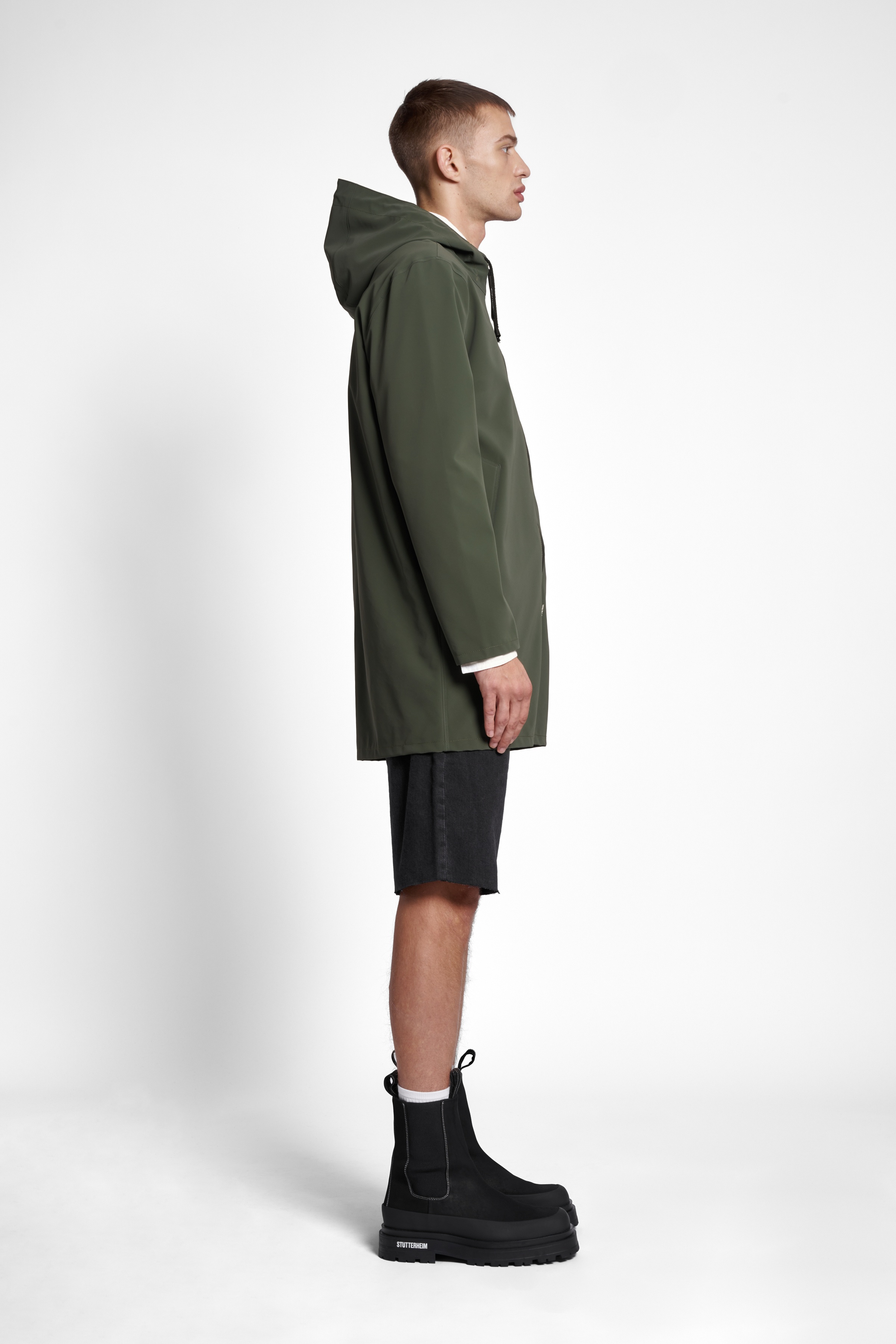 Stockholm Lightweight Matte Zip Raincoat Green - 3