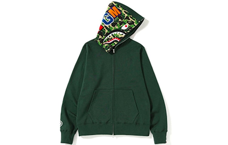 A Bathing Ape Shark Camo Full Zip Hoodie 'Forest Green' BAPE-SS19-4 - 2