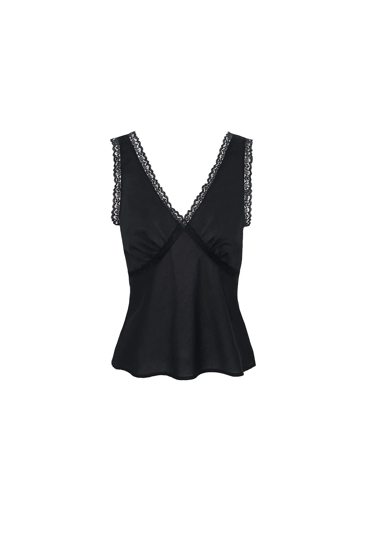 The Iris Tank: Cotton Voile Black - 1