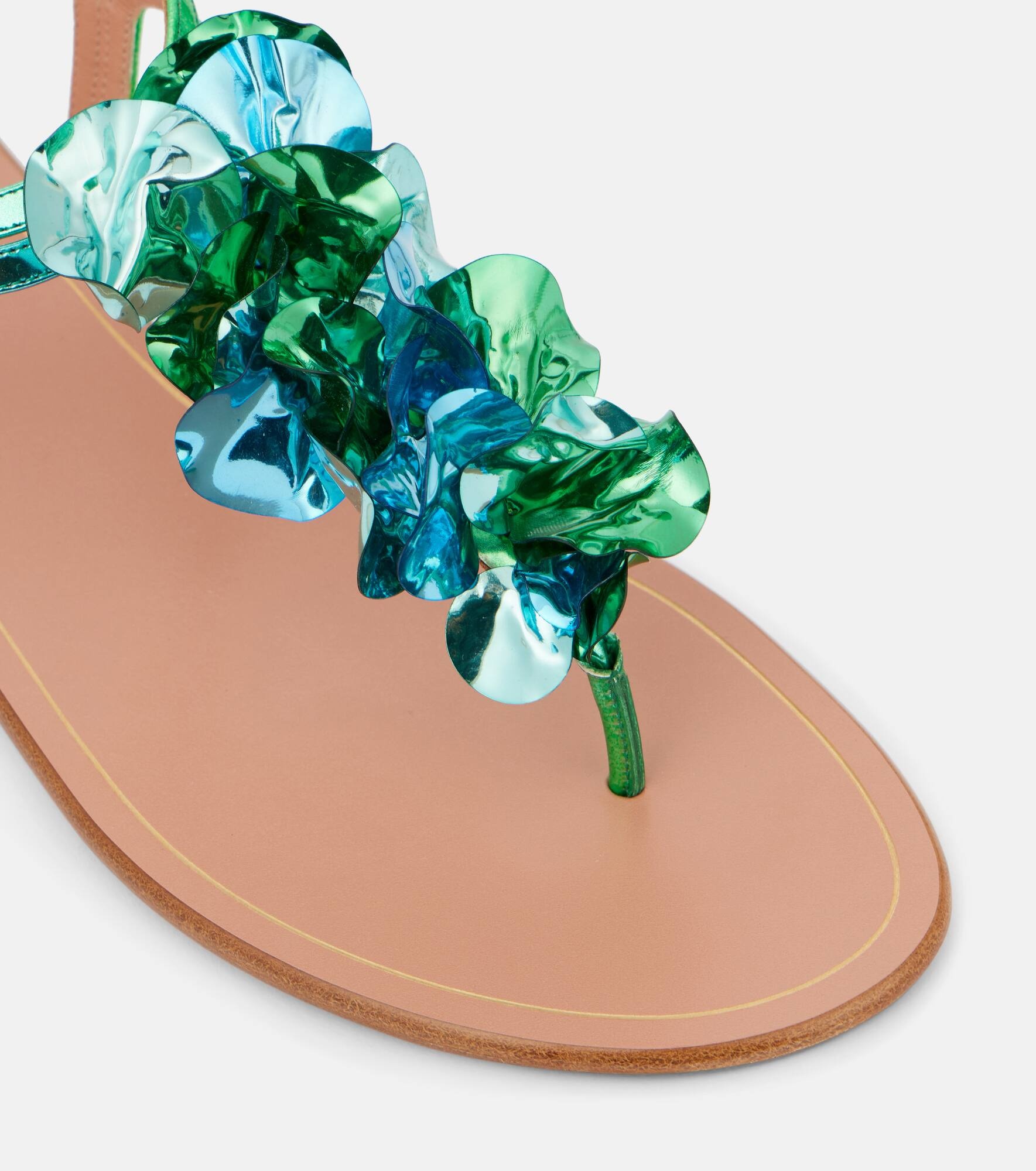 Summer Sun metallic leather thong sandals - 5