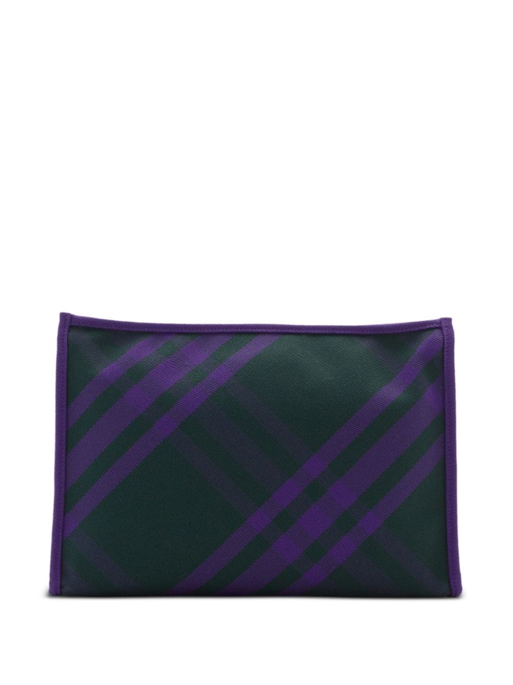 check-pattern cotton clutch bag - 2
