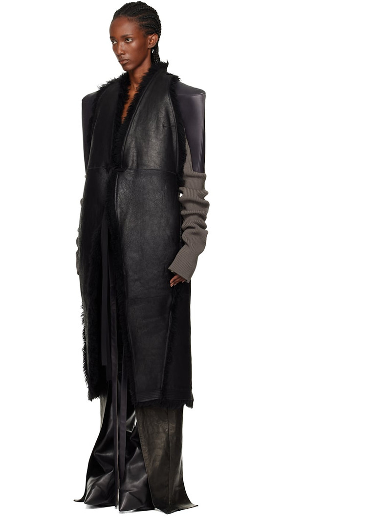 Rick Owens Black Concordians SL Cyclops Reversible Shearling Coat outlook