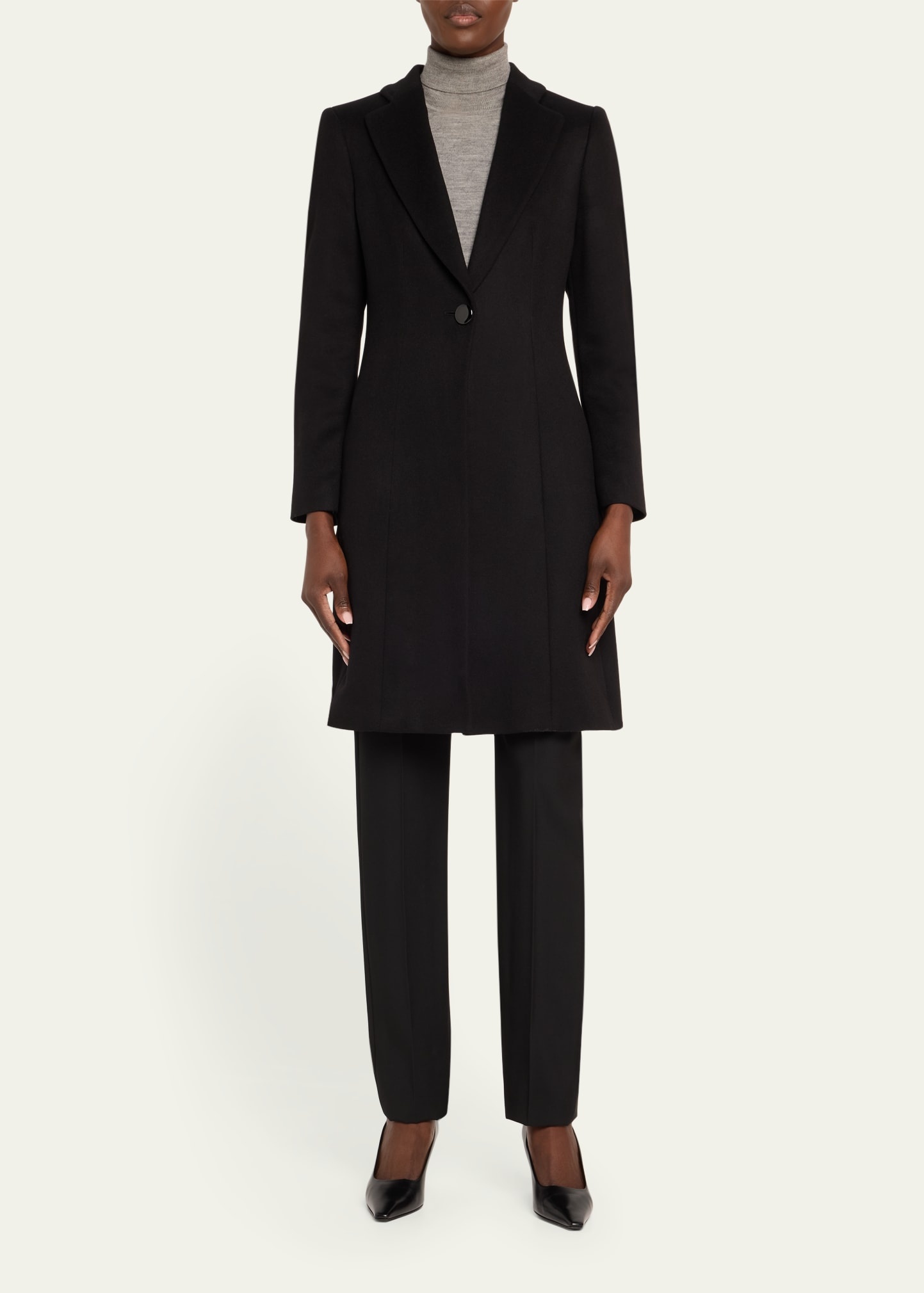Essentials Cashmere One Button Coat - 2