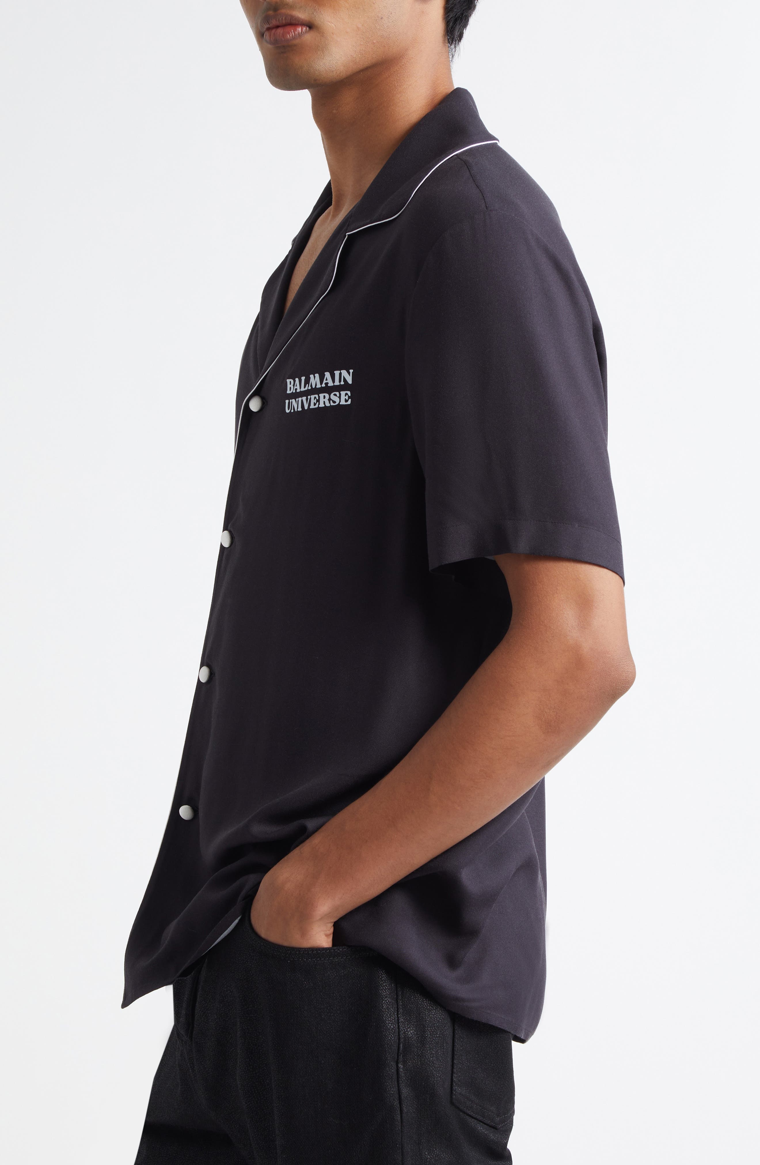 Balmain 9 Planets Pajama Shirt in Black Multi at Nordstrom - 4