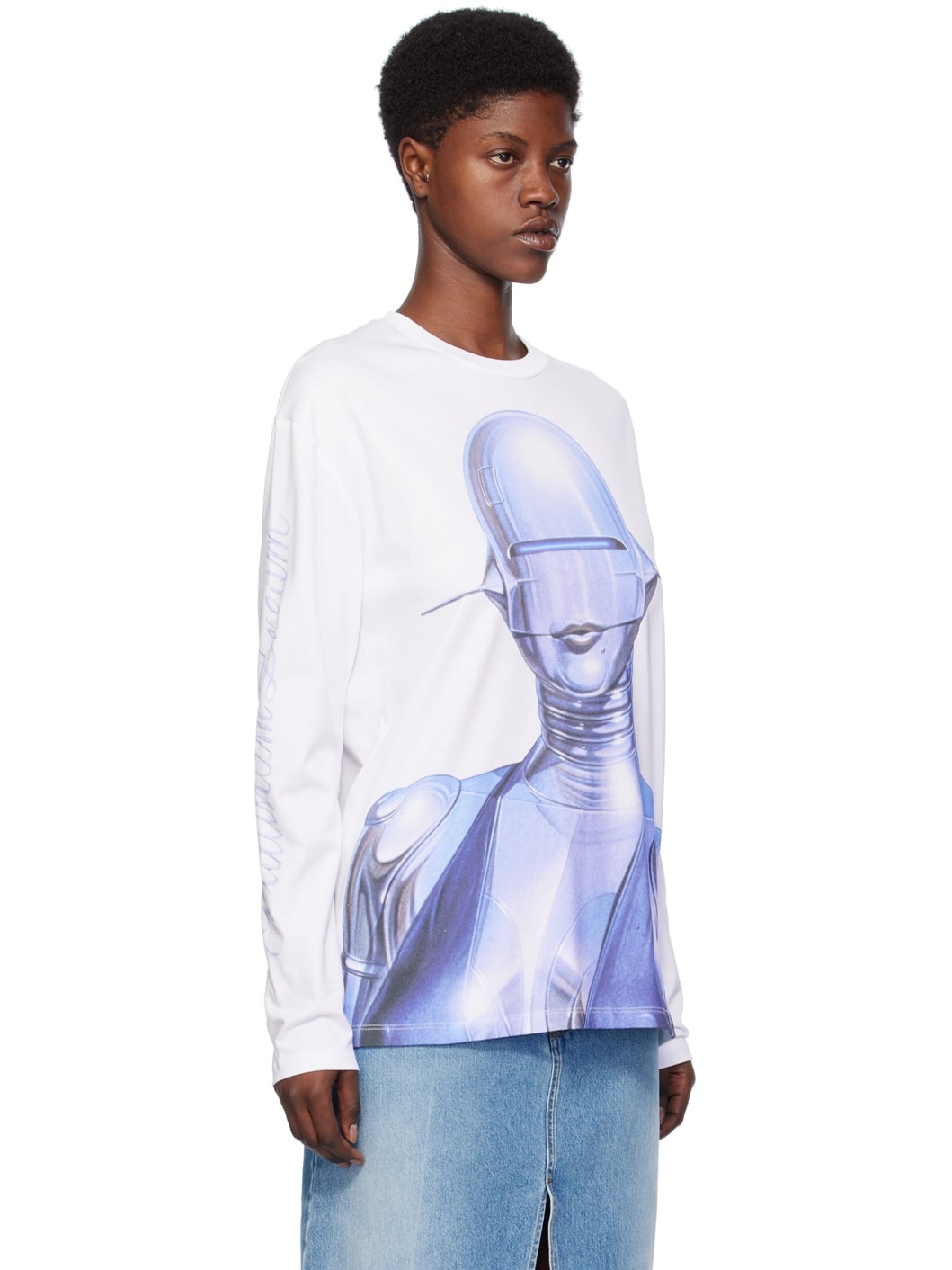 White Sexy Robot Long Sleeve T-Shirt - 2