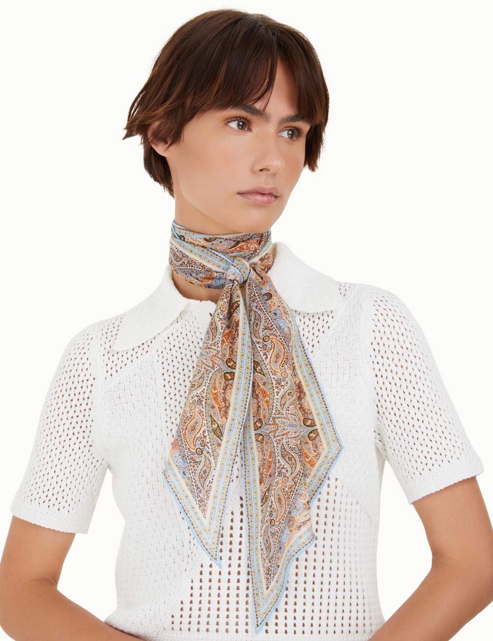 SILK COTTON NECK SCARF - 2