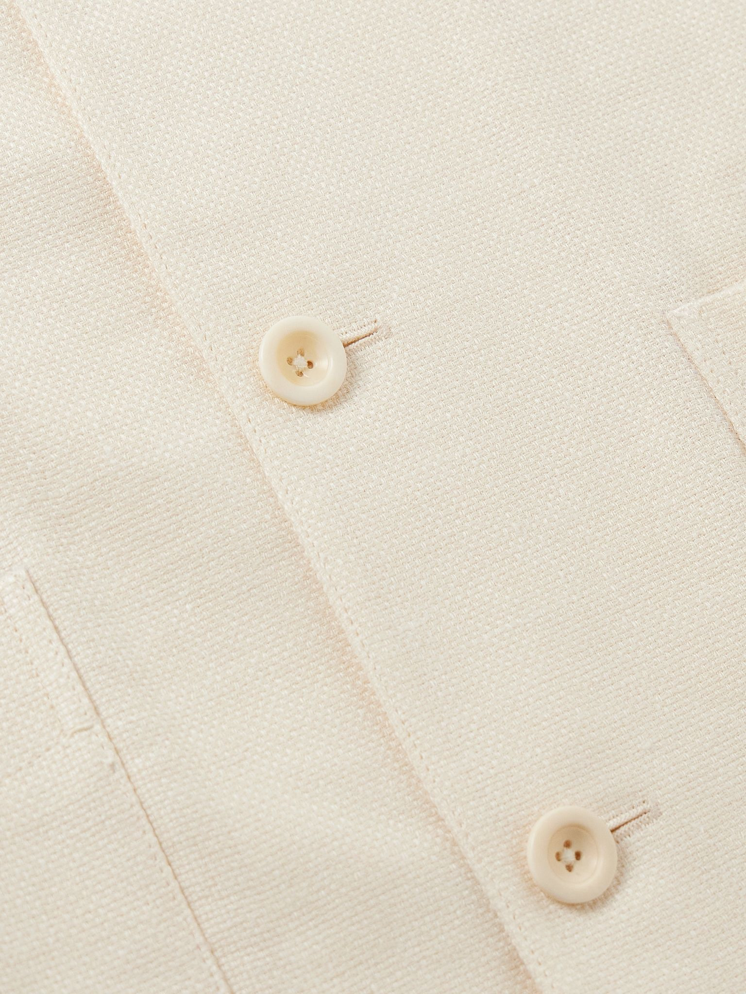 Jasper Linen, Cotton and Silk-Blend Overshirt Cream - 4