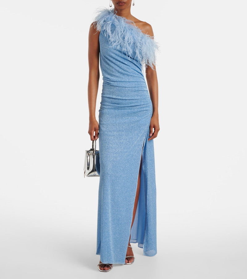 Oséree Lumière Plumage one-shoulder maxi dress outlook