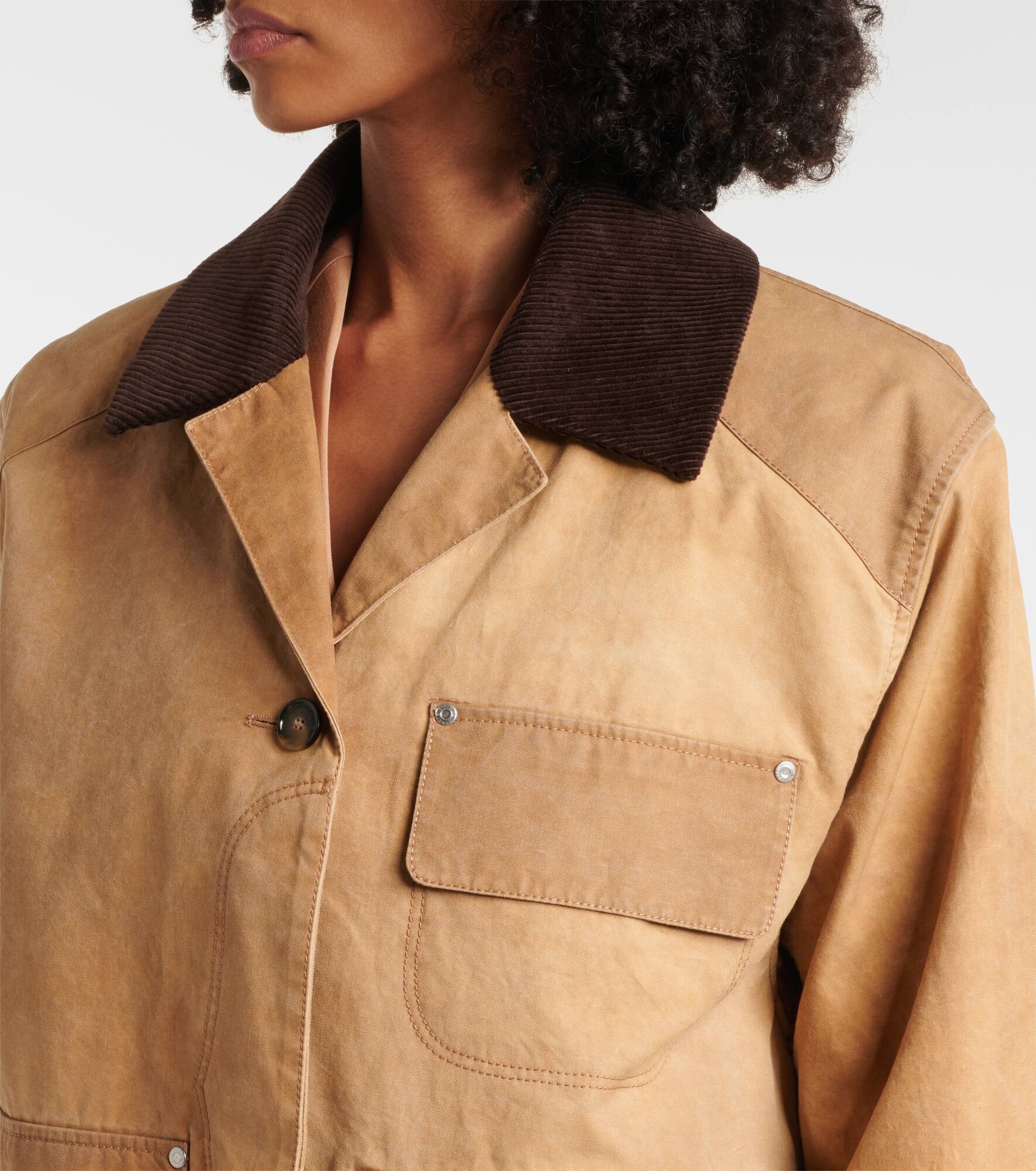 Corduroy-trimmed cotton field jacket - 4