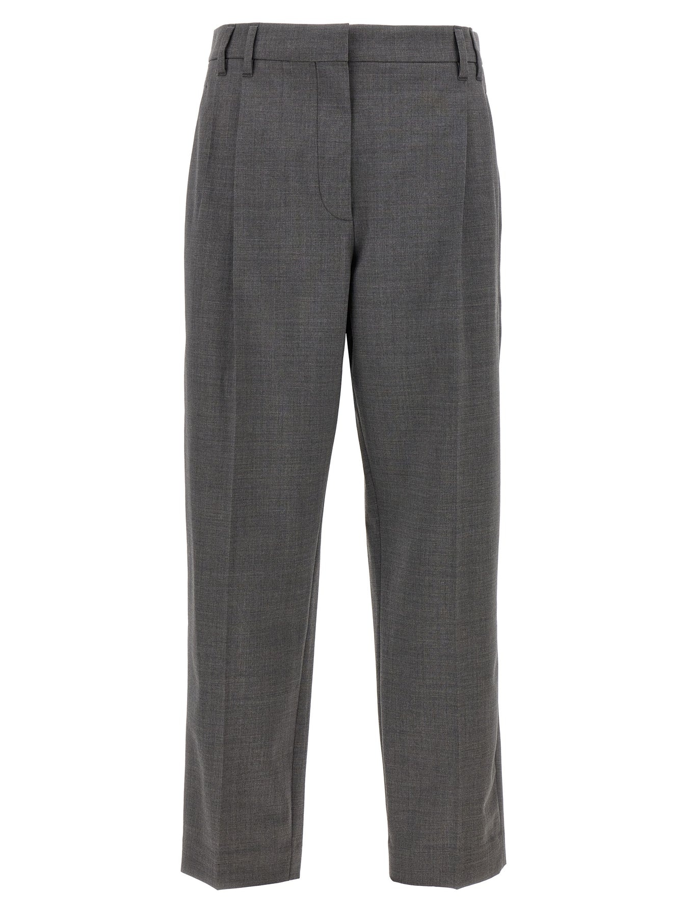 Pin Tuck Trousers Pants Gray - 1