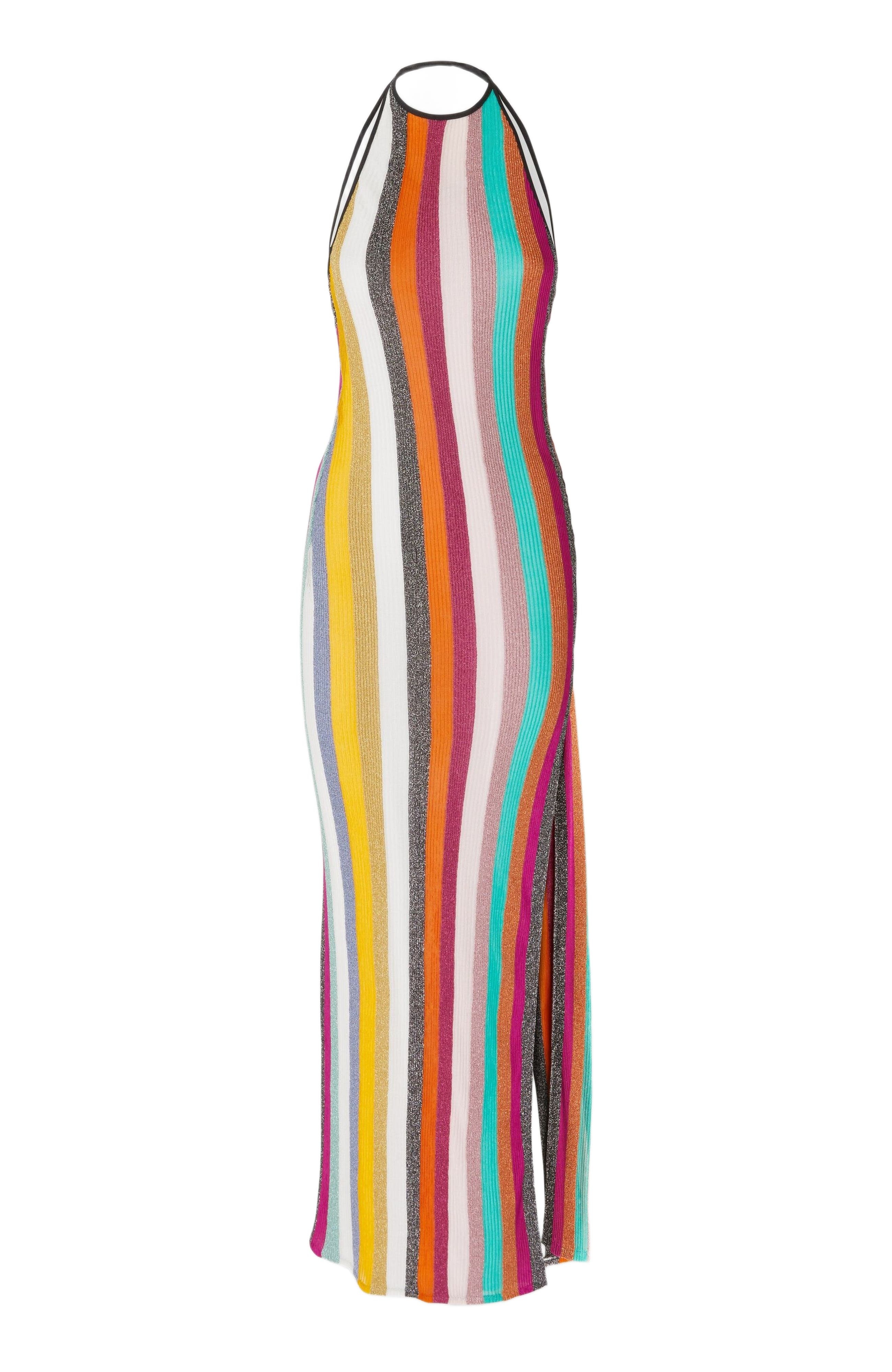 Missoni Long Dress In Striped Ribbed Knit Lamé in Multicoloured at Nordstrom - 2