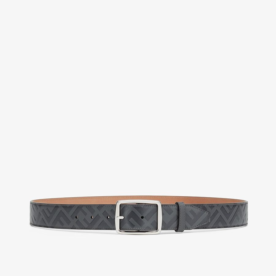 Gray leather belt - 1