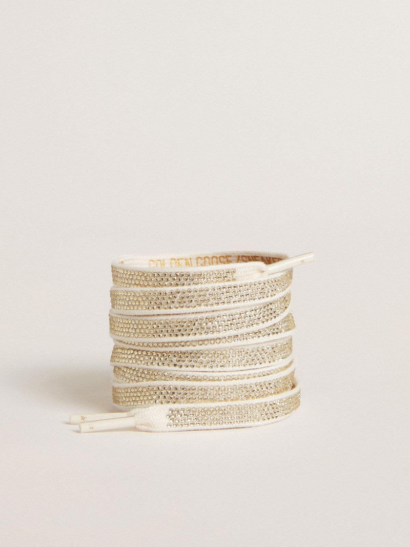 Silver glitter cotton laces with gold-colored logo - 1