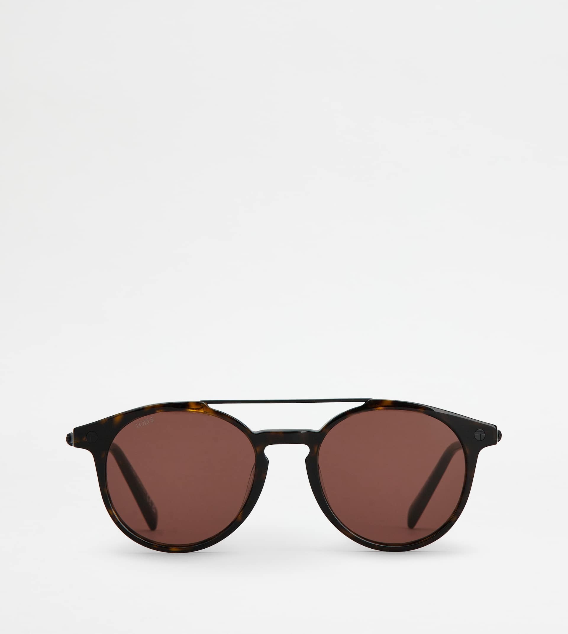 PANTOS SUNGLASSES WITH TEMPLES IN LEATHER - BROWN - 1