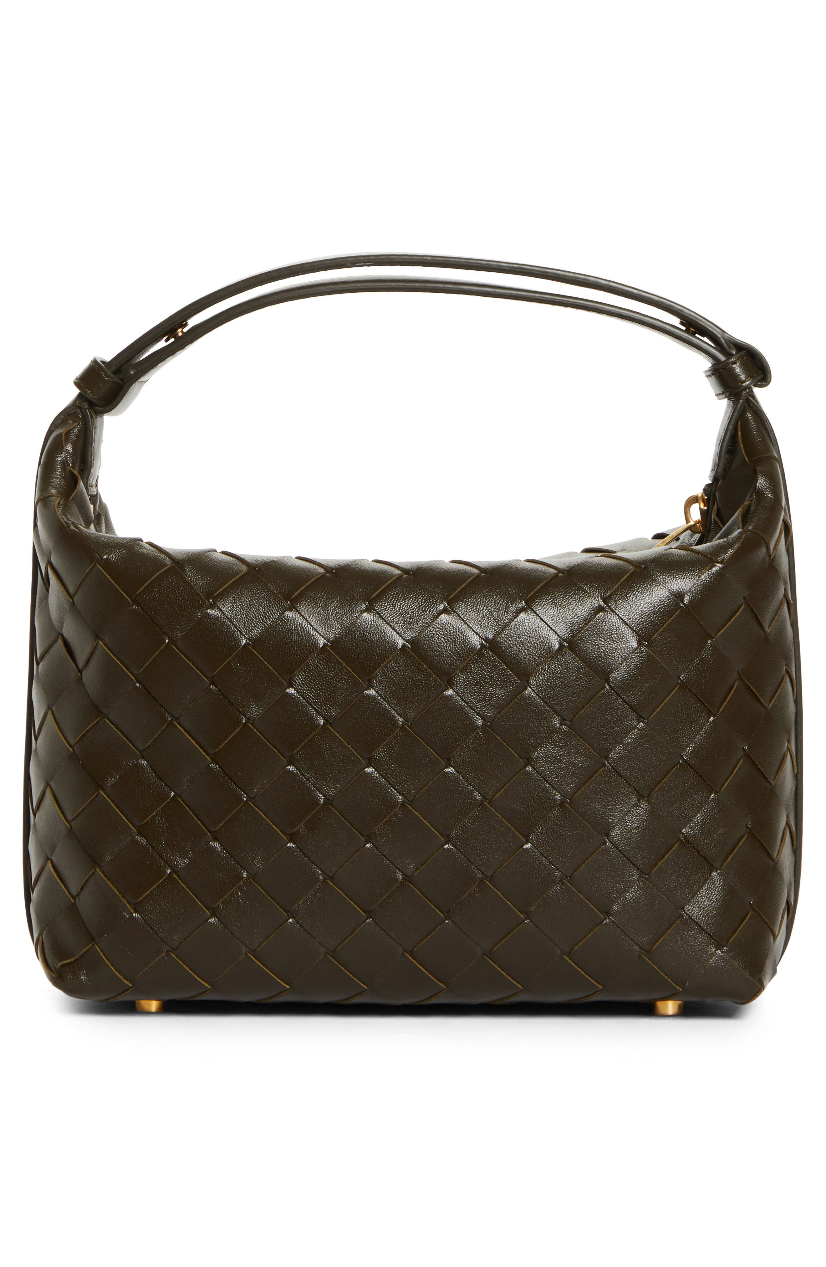 Bottega Veneta Mini Wallace Intrecciato Leather Shoulder Bag in 3323 Kaki-Gold at Nordstrom - 4