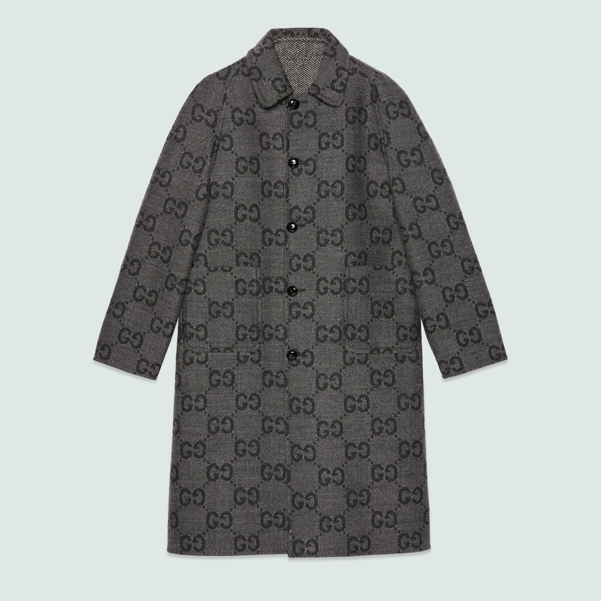Reversible chevron GG wool coat - 9