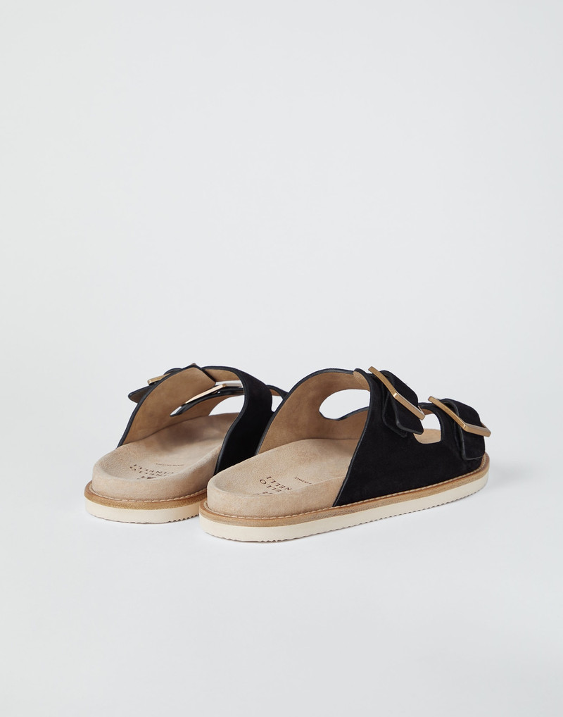 Brunello Cucinelli Washed suede urban slides outlook