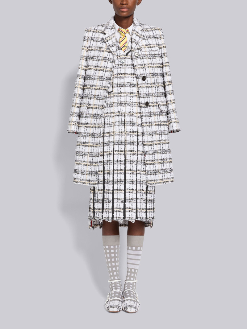 Plaid Ribbon Tweed High Armhole Chesterfield Coat 4