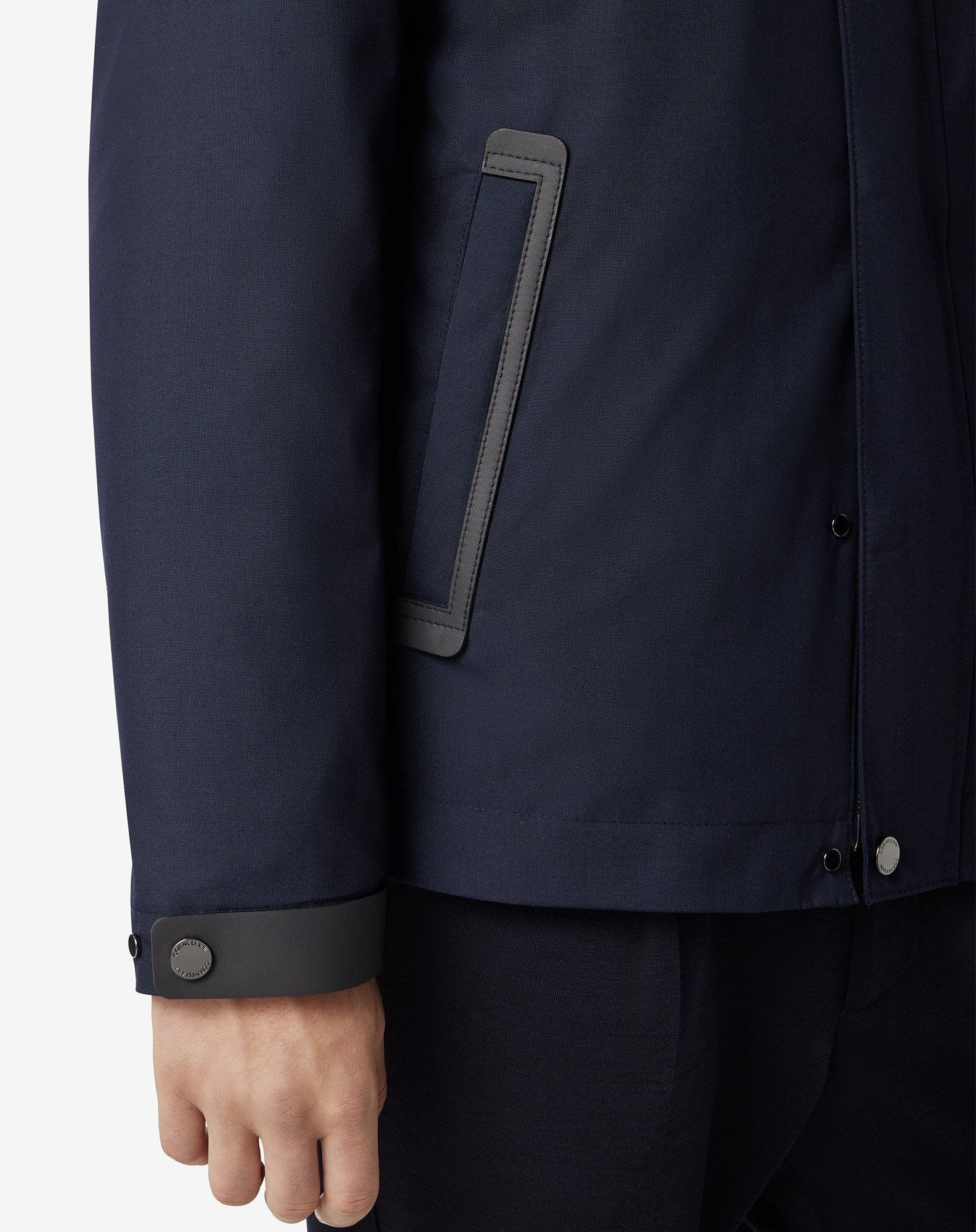 Blue technical fabric coat with detachable inner lining - 5