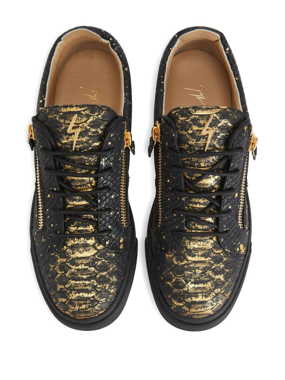 Frankie snakeskin-print zip sneakers - 4