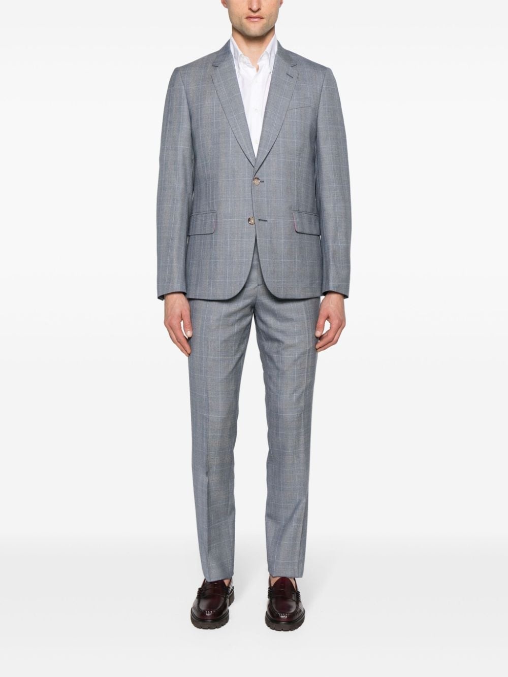 single-breasted check wool suit - 2