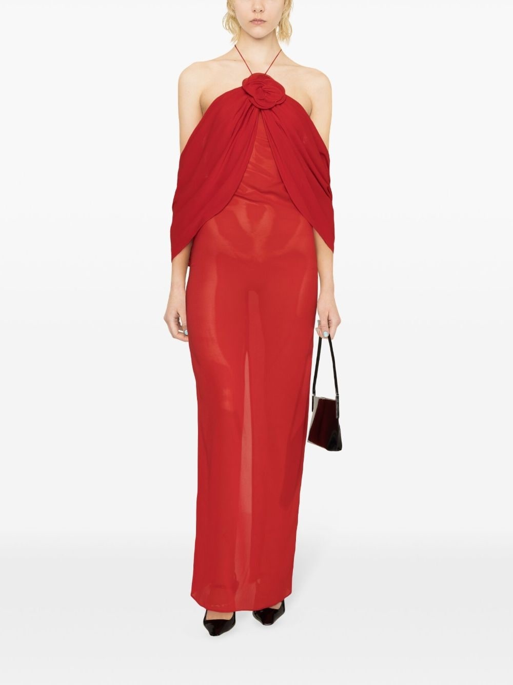 flower-appliquÃ© silk-blend dress - 2