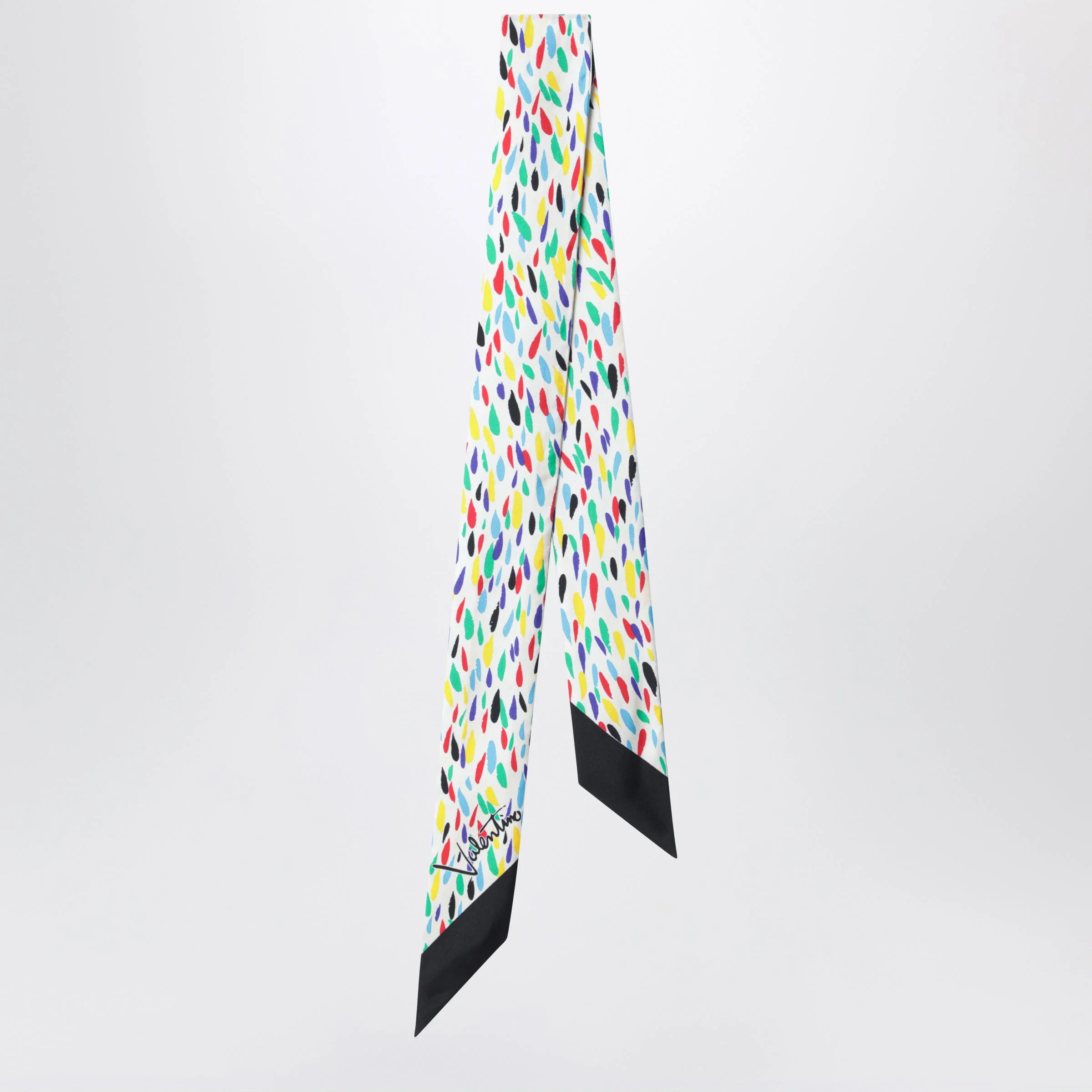 Silk bandeau scarf with multicolor print - 1