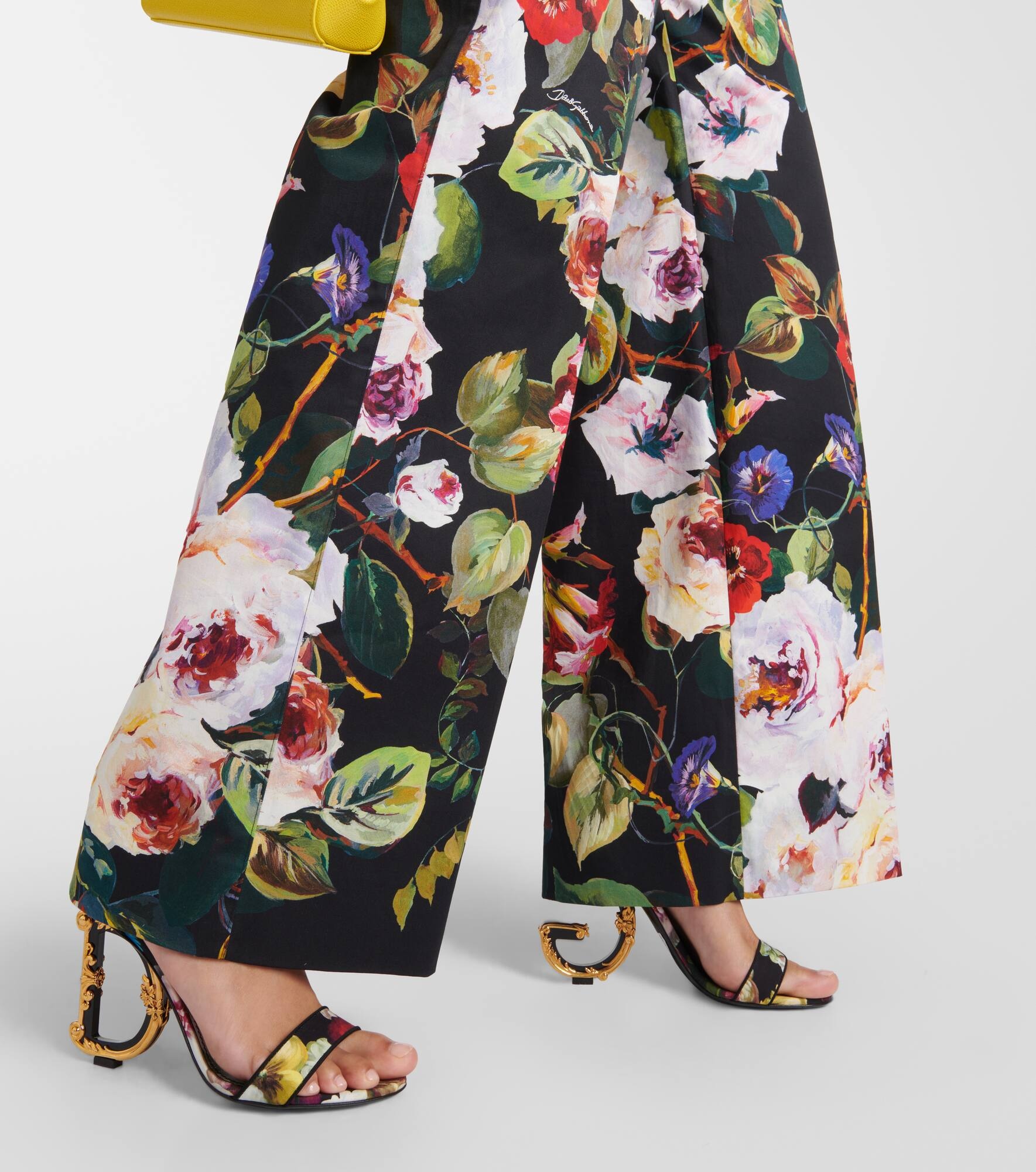 Floral cotton-blend wide-leg pants - 5