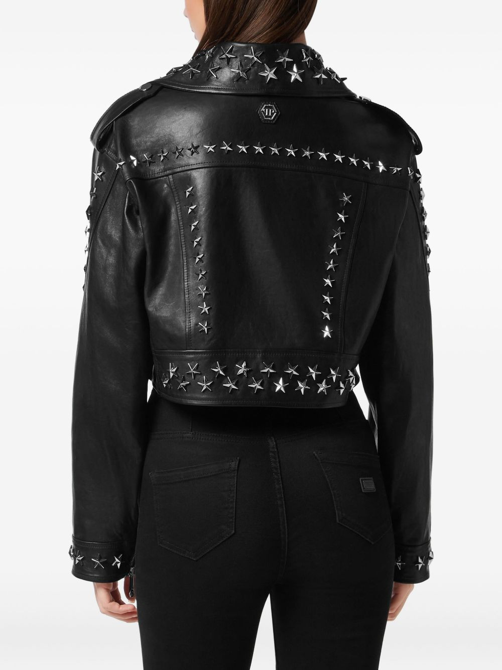 star stud-embellished biker jacket - 4
