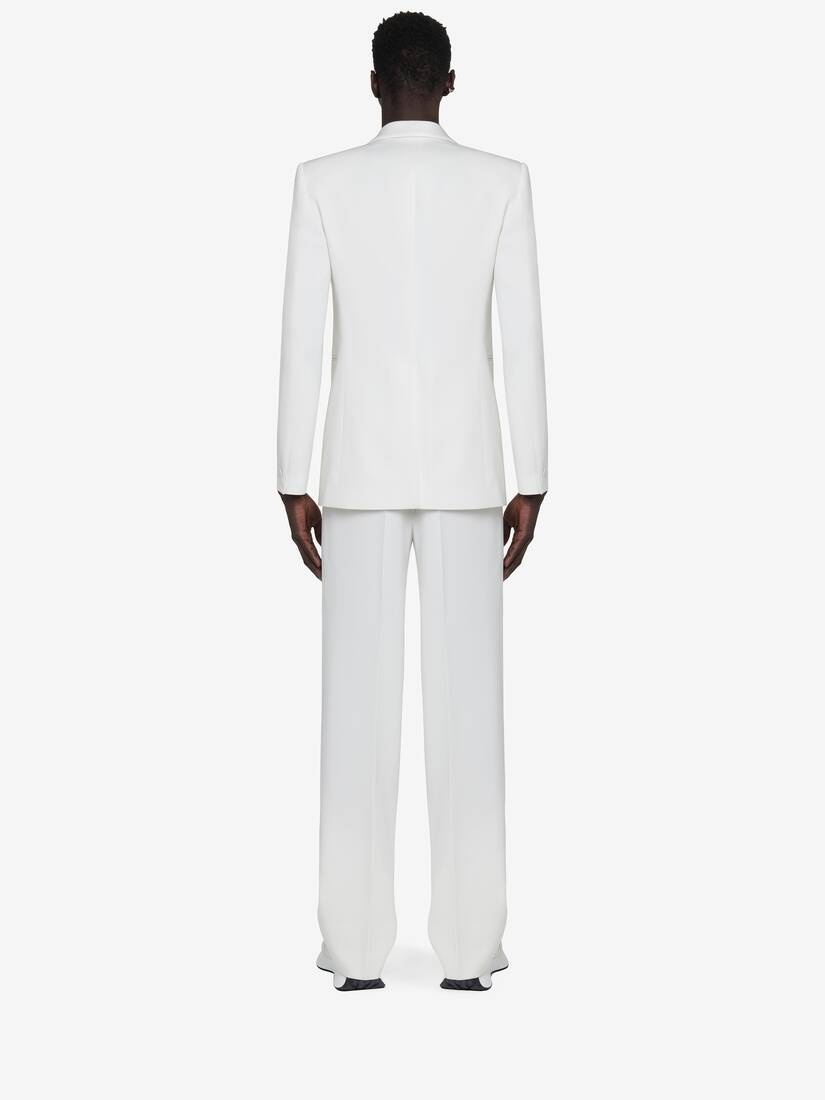 Men's Half Shawl Collar Double-breasted Jacket in Soft White - 5