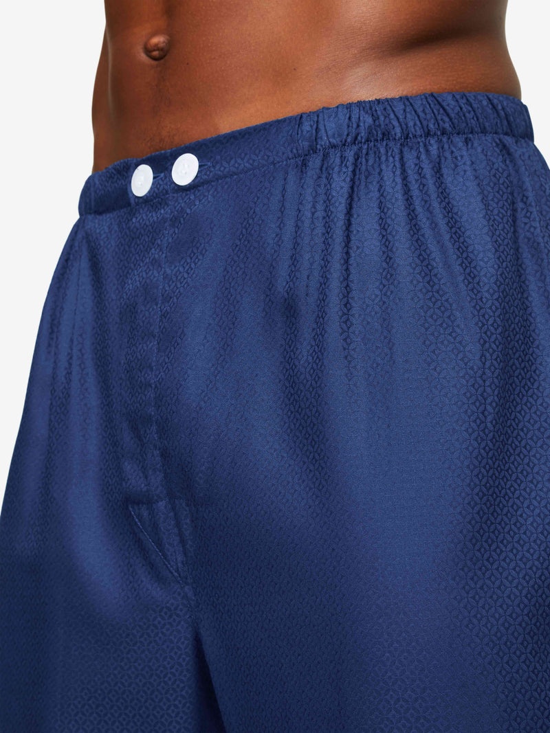Men's Classic Fit Pyjamas Lombard 6 Cotton Jacquard Navy - 7