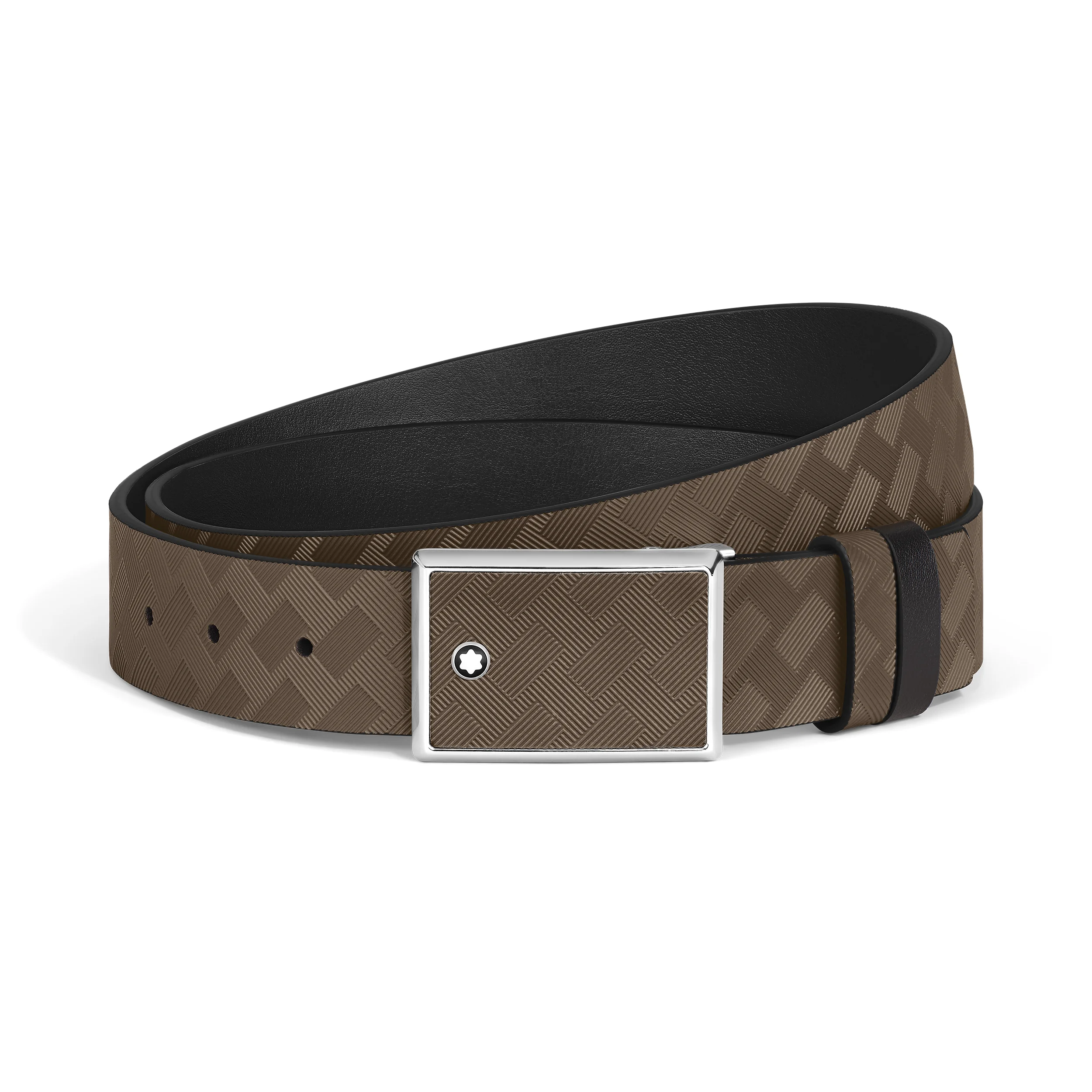 MARQUETRY PLATE 35 MM REVERSIBLE BELT IN EXTREME LEATHER - 1