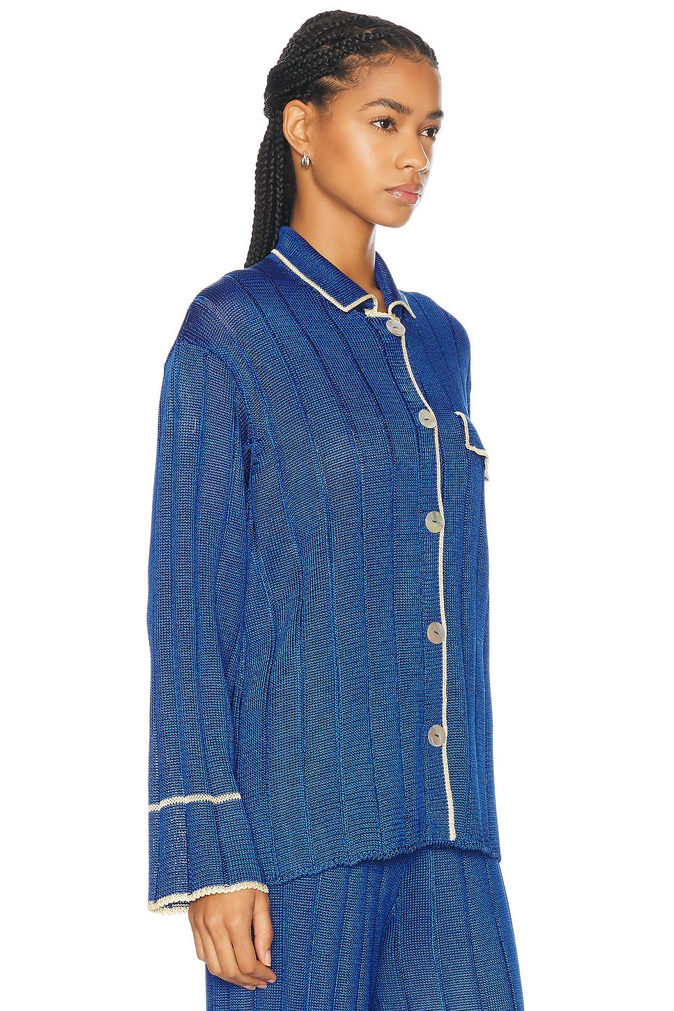 Wide Rib Long Sleeve Pajama Shirt - 3