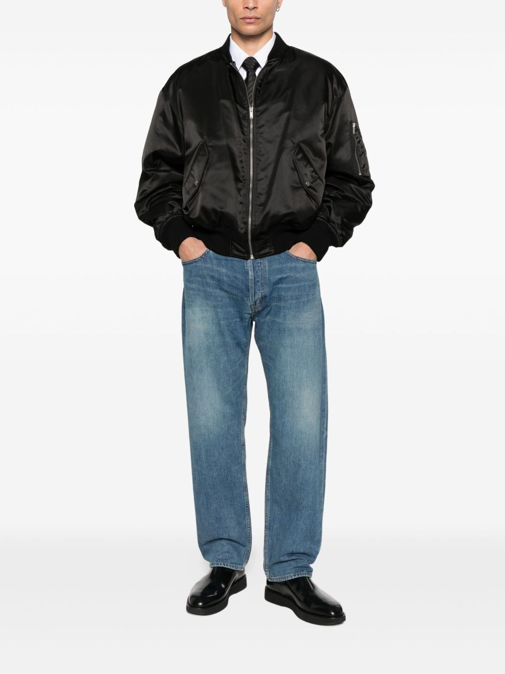 button-fastening bomber jacket - 2